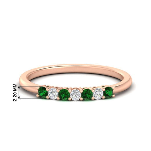 0.25-carat-round-emerald-7-stone-wedding-band-in-rose-gold-FD8008B7GEMGR-0.25CT-NL-RG-HW