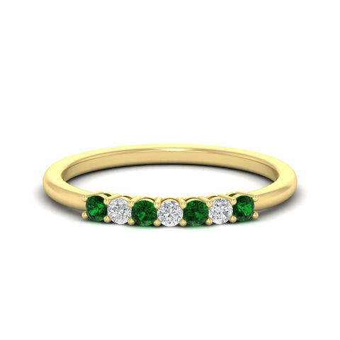 0.25-carat-round-emerald-7-stone-wedding-band-in-yellow-gold-FD8008B7GEMGR-0.25CT-NL-YG