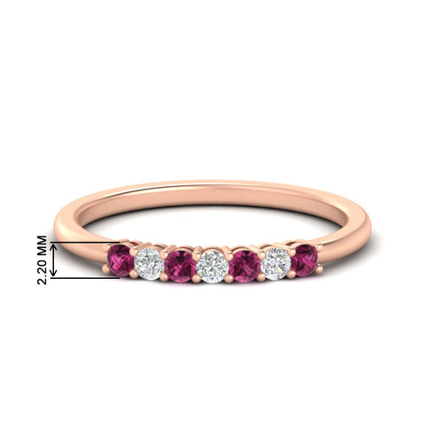0.25-carat-round-pink-sapphire-7-stone-wedding-band-in-rose-gold-FD8008B7GSADRPI-0.25CT-NL-RG-HW
