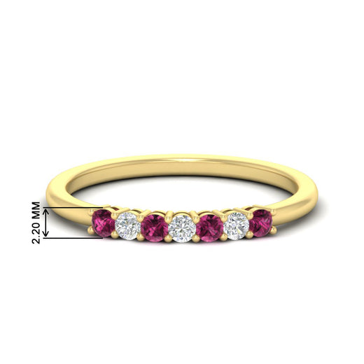 0.25-carat-round-pink-sapphire-7-stone-wedding-band-in-yellow-gold-FD8008B7GSADRPI-0.25CT-NL-YG-HW