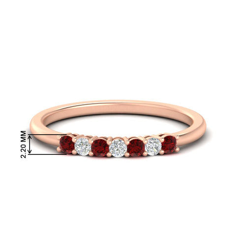 0.25-carat-round-ruby-7-stone-wedding-band-in-rose-gold-FD8008B7GRUDR-0.25CT-NL-RG-HW
