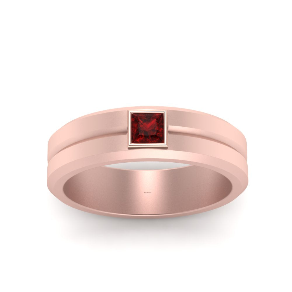 Mens Princess Cut Solitaire Wedding Ring