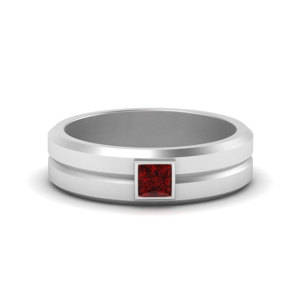 Mens Princess Cut Solitaire Wedding Ring