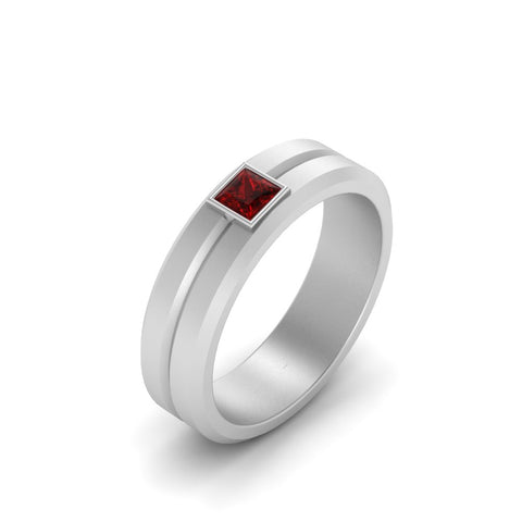 Mens Princess Cut Solitaire Wedding Ring