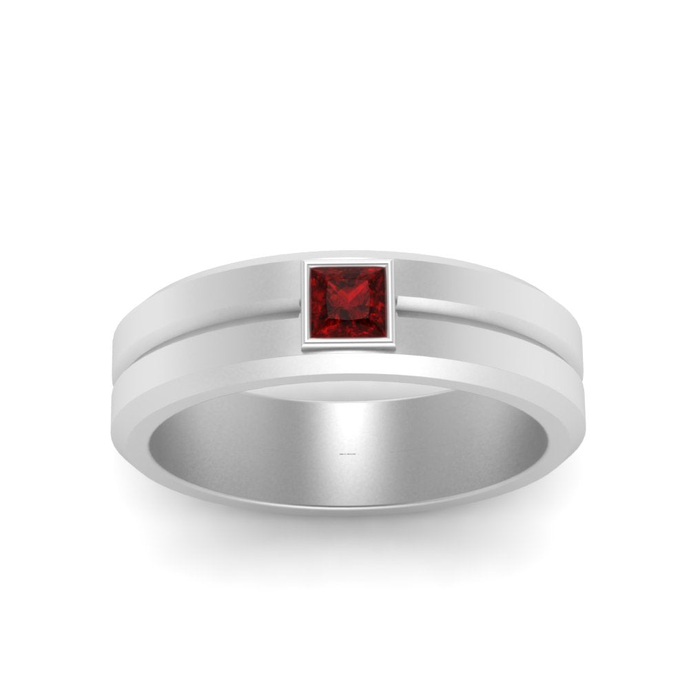 Mens Princess Cut Solitaire Wedding Ring