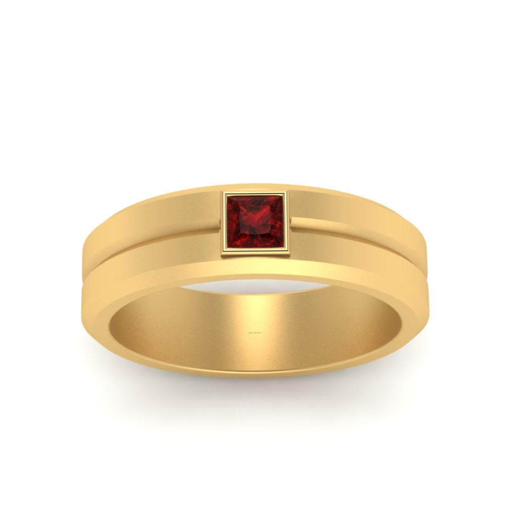 Mens Princess Cut Solitaire Wedding Ring