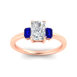 Load image into Gallery viewer, 0.25-ct-radiant-cut-three-stone-sapphire-engagement-ring-in-rose-gold-fdenr9299ragsablangle5-0.25ct-nl-rg.jpg