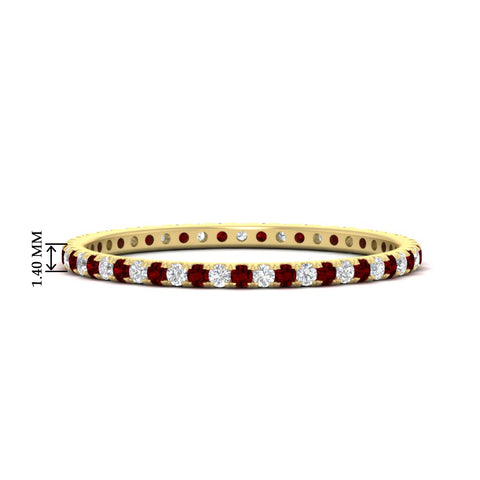 0.25-ct-round-diamond-eternity-band-with-ruby-in-yellow-gold-FDEWB8371GRUDR-0.25CT-NL-YG-HW