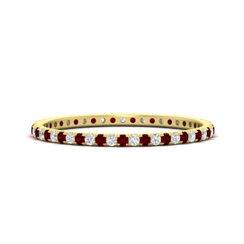 0.25-ct-round-diamond-eternity-band-with-ruby-in-yellow-gold-FDEWB8371GRUDR-0.25CT-NL-YG