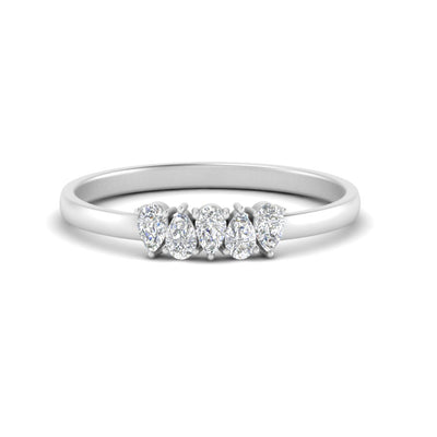 0.25 Ct. Diamond Teardrop 5 Stone Wedding Band