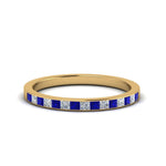 Load image into Gallery viewer, 0.25-ct.-princess-diamond-channel-wedding-band-with-blue-sapphire-in-14K-yellow-gold-FD8382-0.25CTBGSABL-NL-YG
