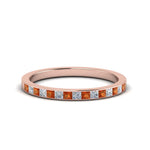 Load image into Gallery viewer, 0.25-ct.-princess-diamond-channel-wedding-band-with-orange-sapphire-in-14K-rose-gold-FD8382-0.25CTBGSAOR-NL-RG
