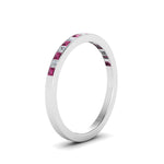 Load image into Gallery viewer, 0.25-ct.-princess-diamond-channel-wedding-band-with-pink-sapphire-in-14K-white-gold-FD8382-0.25CTBGSADRPIANGLE2-NL-WG
