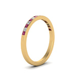 Load image into Gallery viewer, 0.25-ct.-princess-diamond-channel-wedding-band-with-pink-sapphire-in-18K-yellow-gold-FD8382-0.25CTBGSADRPIANGLE2-NL-YG
