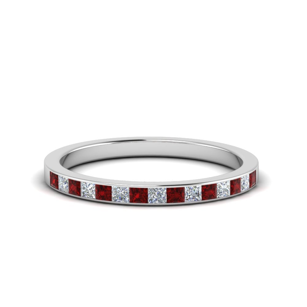0.25-ct.-princess-diamond-channel-wedding-band-with-ruby-in-14K-white-gold-FD8382-0.25CTBGRUDR-NL-WG