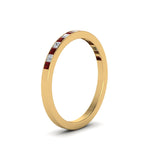 Load image into Gallery viewer, 0.25-ct.-princess-diamond-channel-wedding-band-with-ruby-in-14K-yellow-gold-FD8382-0.25CTBGRUDRANGLE2-NL-YG
