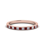 Load image into Gallery viewer, 0.25-ct.-princess-diamond-channel-wedding-band-with-ruby-in-18K-rose-gold-FD8382-0.25CTBGRUDR-NL-RG
