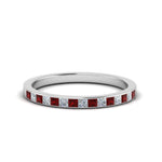 Load image into Gallery viewer, 0.25-ct.-princess-diamond-channel-wedding-band-with-ruby-in-18K-white-gold-FD8382-0.25CTBGRUDR-NL-WG
