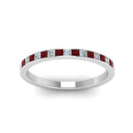 Load image into Gallery viewer, 0.25-ct.-princess-diamond-channel-wedding-band-with-ruby-in-18K-white-gold-FD8382-0.25CTBGRUDRANGLE5-NL-WG
