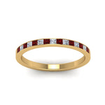 Load image into Gallery viewer, 0.25-ct.-princess-diamond-channel-wedding-band-with-ruby-in-18K-yellow-gold-FD8382-0.25CTBGRUDRANGLE5-NL-YG
