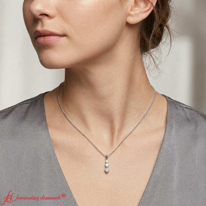 3 Stone Drop Diamond Pendant
