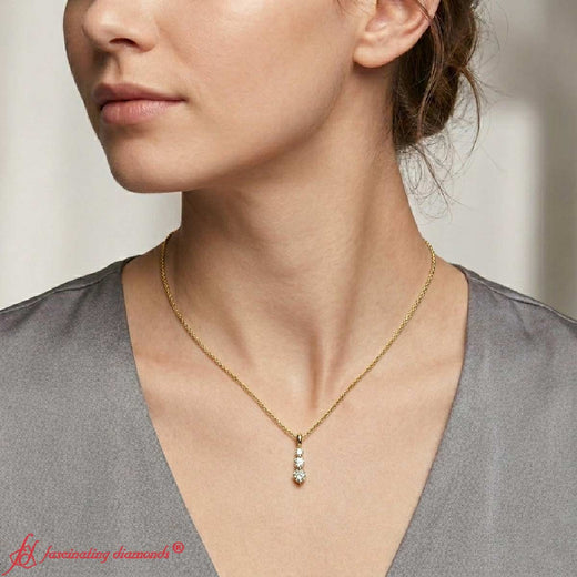 3 Stone Drop Diamond Pendant