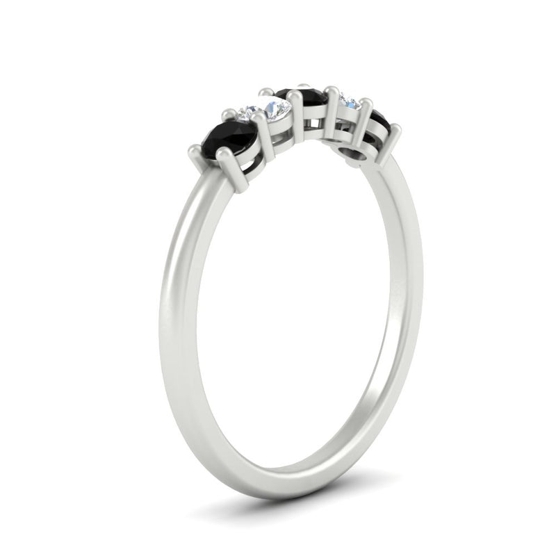 0.50-carat-5-stone-diamond-and-black-diamond-basket-prong-wedding-anniversary-band-in-white-gold-FDENS141ROBGBLACKANGLE3-0.50CT-NL-WG