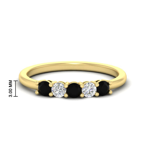 0.50-carat-5-stone-diamond-and-black-diamond-basket-prong-wedding-anniversary-band-in-yellow-gold-FDENS141ROBGBLACKANGLE3-0.50CT-NL-YG