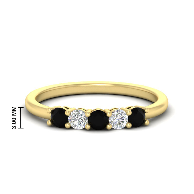 0.50-carat-5-stone-diamond-and-black-diamond-basket-prong-wedding-anniversary-band-in-yellow-gold-FDENS141ROBGBLACKANGLE3-0.50CT-NL-YG