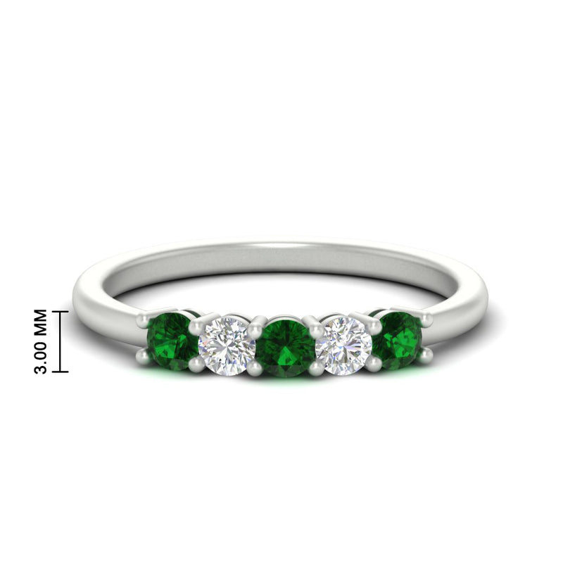 0.50-carat-5-stone-diamond-and-emerald-basket-prong-wedding-anniversary-band-in-white-gold-FDENS141ROBGEMGRANGLE3-0.50CT-NL-WG