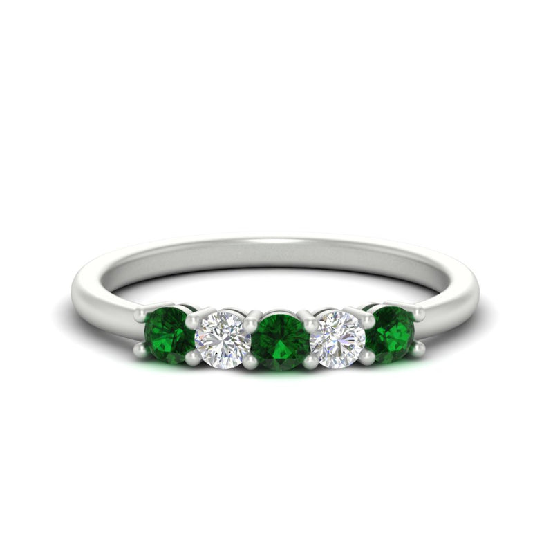 0.50-carat-5-stone-diamond-and-emerald-basket-prong-wedding-anniversary-band-in-white-gold-FDENS141ROBGEMGRANGLE3-0.50CT-NL-WG