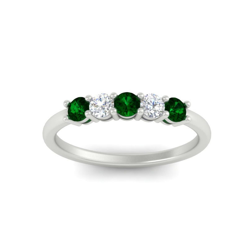 0.50-carat-5-stone-diamond-and-emerald-basket-prong-wedding-anniversary-band-in-white-gold-FDENS141ROBGEMGRANGLE3-0.50CT-NL-WG
