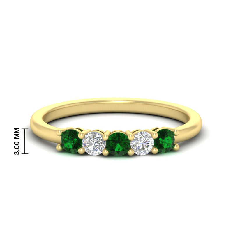 0.50-carat-5-stone-diamond-and-emerald-basket-prong-wedding-anniversary-band-in-yellow-gold-FDENS141ROBGEMGRANGLE3-0.50CT-NL-YG