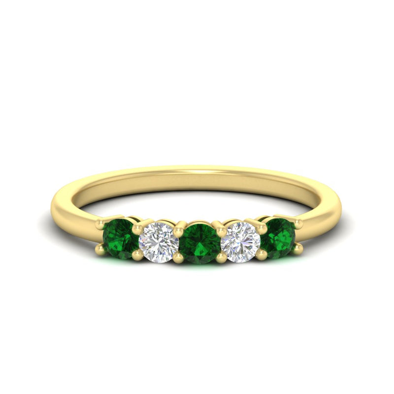 0.50-carat-5-stone-diamond-and-emerald-basket-prong-wedding-anniversary-band-in-yellow-gold-FDENS141ROBGEMGRANGLE3-0.50CT-NL-YG