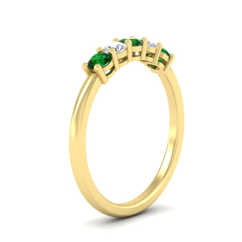 0.50-carat-5-stone-diamond-and-emerald-basket-prong-wedding-anniversary-band-in-yellow-gold-FDENS141ROBGEMGRANGLE3-0.50CT-NL-YG