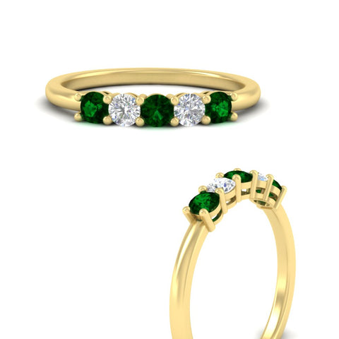0.50-carat-5-stone-diamond-and-emerald-basket-prong-wedding-anniversary-band-in-yellow-gold-FDENS141ROBGEMGRANGLE3-0.50CT-NL-YG