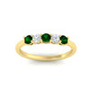 Load image into Gallery viewer, 0.50-carat-5-stone-diamond-and-emerald-basket-prong-wedding-anniversary-band-in-yellow-gold-FDENS141ROBGEMGRANGLE3-0.50CT-NL-YG