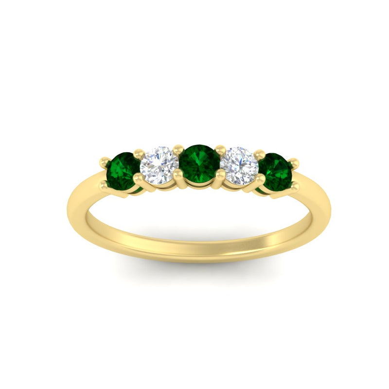 0.50-carat-5-stone-diamond-and-emerald-basket-prong-wedding-anniversary-band-in-yellow-gold-FDENS141ROBGEMGRANGLE3-0.50CT-NL-YG