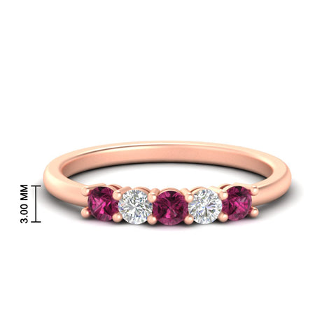 0.50-carat-5-stone-diamond-and-pink-sapphire-basket-prong-wedding-anniversary-band-in-rose-gold-FDENS141ROBGSADRPIANGLE3-0.50CT-NL-RG