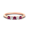 Load image into Gallery viewer, 0.50-carat-5-stone-diamond-and-pink-sapphire-basket-prong-wedding-anniversary-band-in-rose-gold-FDENS141ROBGSADRPIANGLE3-0.50CT-NL-RG