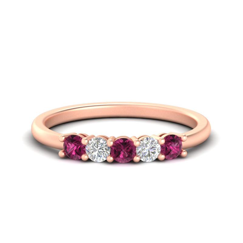 0.50-carat-5-stone-diamond-and-pink-sapphire-basket-prong-wedding-anniversary-band-in-rose-gold-FDENS141ROBGSADRPIANGLE3-0.50CT-NL-RG