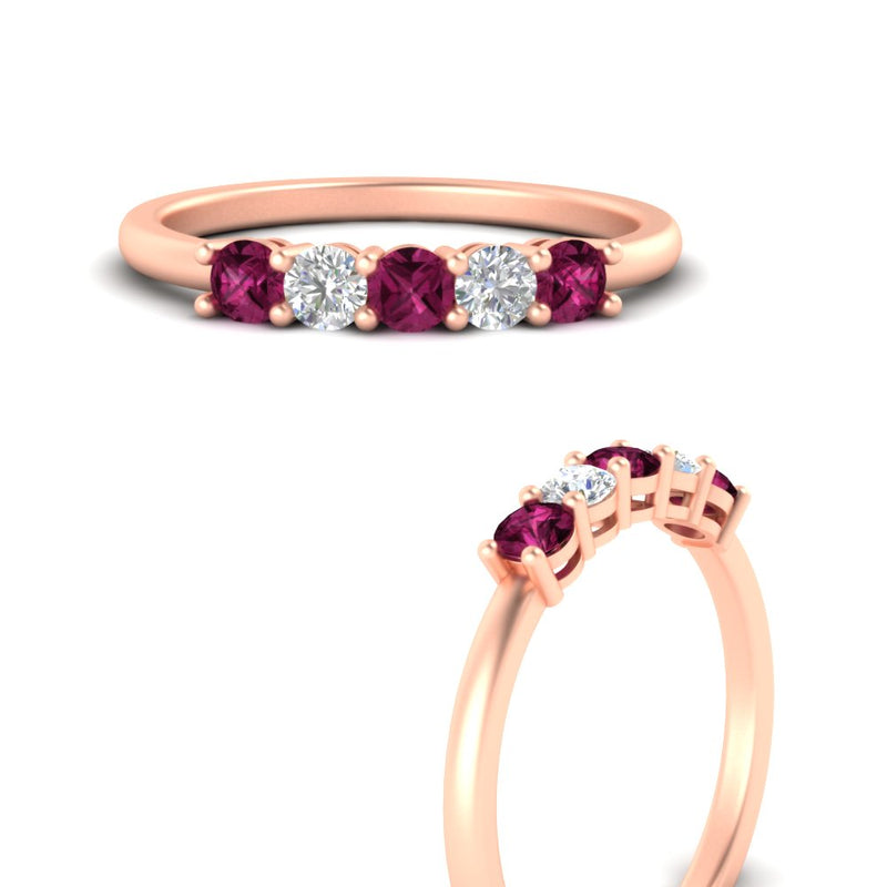 0.50-carat-5-stone-diamond-and-pink-sapphire-basket-prong-wedding-anniversary-band-in-rose-gold-FDENS141ROBGSADRPIANGLE3-0.50CT-NL-RG