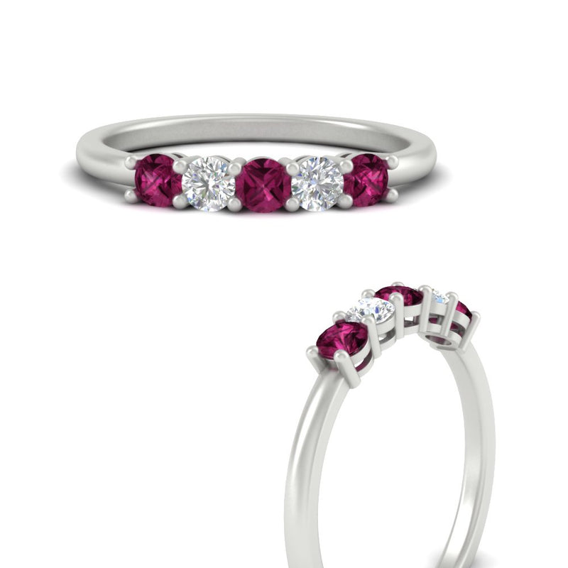 0.50-carat-5-stone-diamond-and-pink-sapphire-basket-prong-wedding-anniversary-band-in-white-gold-FDENS141ROBGSADRPIANGLE3-0.50CT-NL-WG