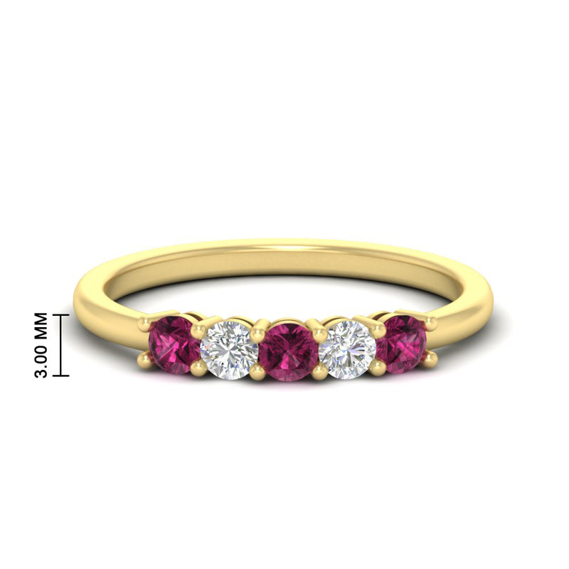 0.50-carat-5-stone-diamond-and-pink-sapphire-basket-prong-wedding-anniversary-band-in-yellow-gold-FDENS141ROBGSADRPIANGLE3-0.50CT-NL-YG