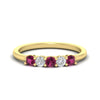 Load image into Gallery viewer, 0.50-carat-5-stone-diamond-and-pink-sapphire-basket-prong-wedding-anniversary-band-in-yellow-gold-FDENS141ROBGSADRPIANGLE3-0.50CT-NL-YG