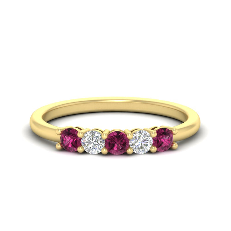 0.50-carat-5-stone-diamond-and-pink-sapphire-basket-prong-wedding-anniversary-band-in-yellow-gold-FDENS141ROBGSADRPIANGLE3-0.50CT-NL-YG