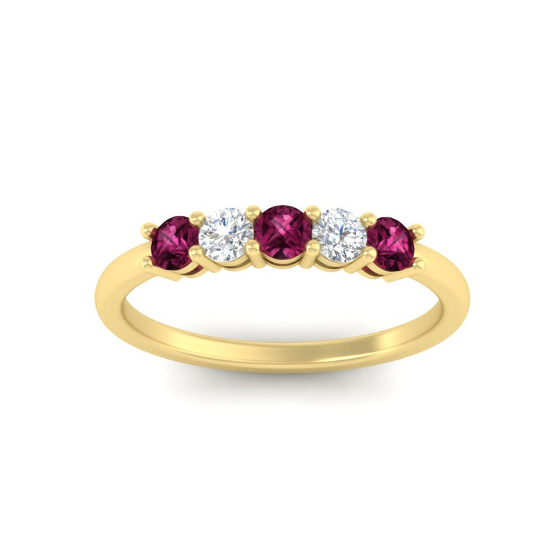 0.50-carat-5-stone-diamond-and-pink-sapphire-basket-prong-wedding-anniversary-band-in-yellow-gold-FDENS141ROBGSADRPIANGLE3-0.50CT-NL-YG