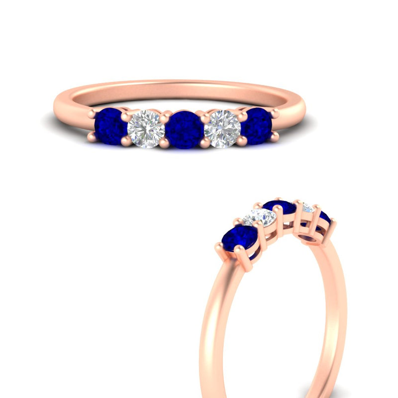 0.50-carat-5-stone-diamond-and-sapphire-basket-prong-wedding-anniversary-band-in-rose-gold-FDENS141ROBGSABLANGLE3-0.50CT-NL-RG