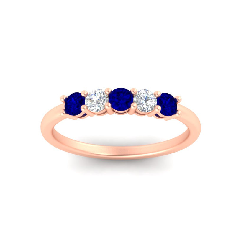 0.50-carat-5-stone-diamond-and-sapphire-basket-prong-wedding-anniversary-band-in-rose-gold-FDENS141ROBGSABLANGLE3-0.50CT-NL-RG