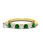 Load image into Gallery viewer, 0.50-carat-7-stone-emerald-wedding-band-ring-in-yellow-gold-FDENS141BGEMGR-0.5CT-NL-YG-HW
